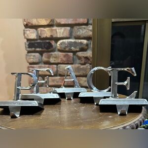 Silver PEACE stocking Holders